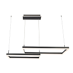 Подвесной светильник светодиодный с 2-мя черными прямоугольными плафонами из алюминия и акрила с пультом для регулировки света Smeragde Light Black варинант исполнения - 1 | Loft Concept в Челябинске