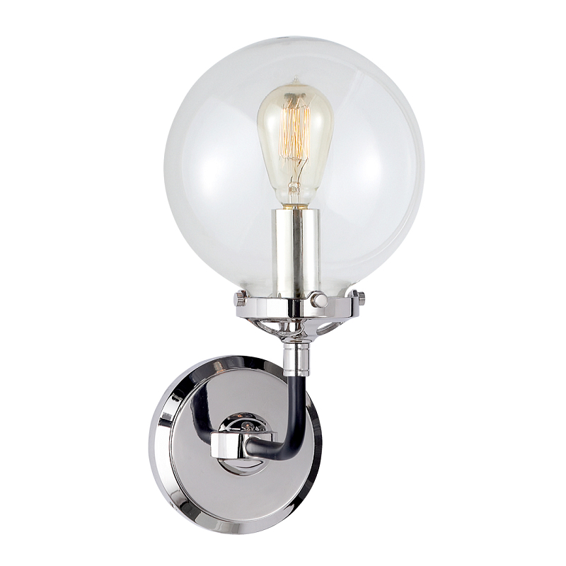 Бра Бистро Globe Clear Glass Single Sconce Nickel  в Челябинске | Loft Concept 