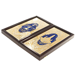 Нарды настольные из натурального камня лазурит и долерит Backgammon from Stone варинант исполнения - 14 | Loft Concept в Челябинске