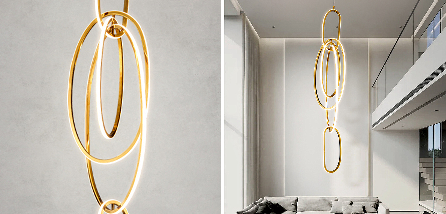 Люстра Vertical Gold Oval Rings Chandelier Люстра Vertical Gold Oval Rings Chandelier - Loft-Concept в Челябинске