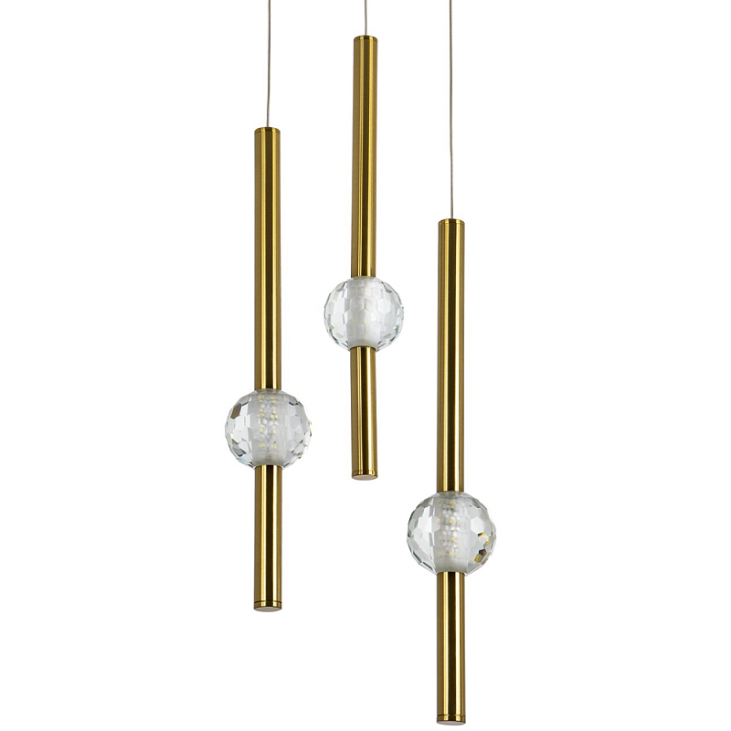 Подвесной светильник с 3-мя плафонами Celestin Spheres Brass Hanging Lamp Латунь Прозрачный Подвесной светильник с 3-мя плафонами Celestin Spheres Brass Hanging Lamp Латунь Прозрачный в Челябинске | Loft Concept