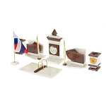 Настольный письменный набор из мрамора и лемезита с гербом и флагом России Marble Accessory варинант исполнения - 2 | Loft Concept в Челябинске