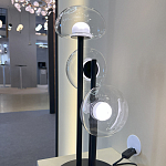 Настольная лампа с тремя прозрачными куполообразными плафонами и черным металлическим основанием Flos Wireline Lighting варинант исполнения - 4 | Loft Concept в Челябинске