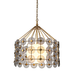 Люстра подвесная с круглыми дисками из серого фактурного стекла с белым матовым шаром внутри Quintiesse варинант исполнения - 1 | Loft Concept в Челябинске