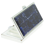 Таблетница карманная прямоугольная на 7 отделений с зеркалом и накладкой из натурального камня Содалит Silver Stone Pillboxes варинант исполнения - 1 | Loft Concept в Челябинске