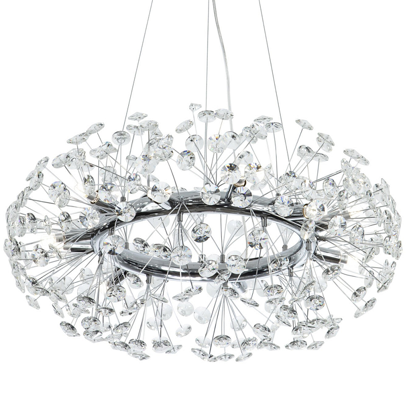 Круглая подвесная люстра Crystal Dandelions Chrome Chandelier Прозрачный Хром Круглая подвесная люстра Crystal Dandelions Chrome Chandelier Прозрачный Хром в Челябинске | Loft Concept