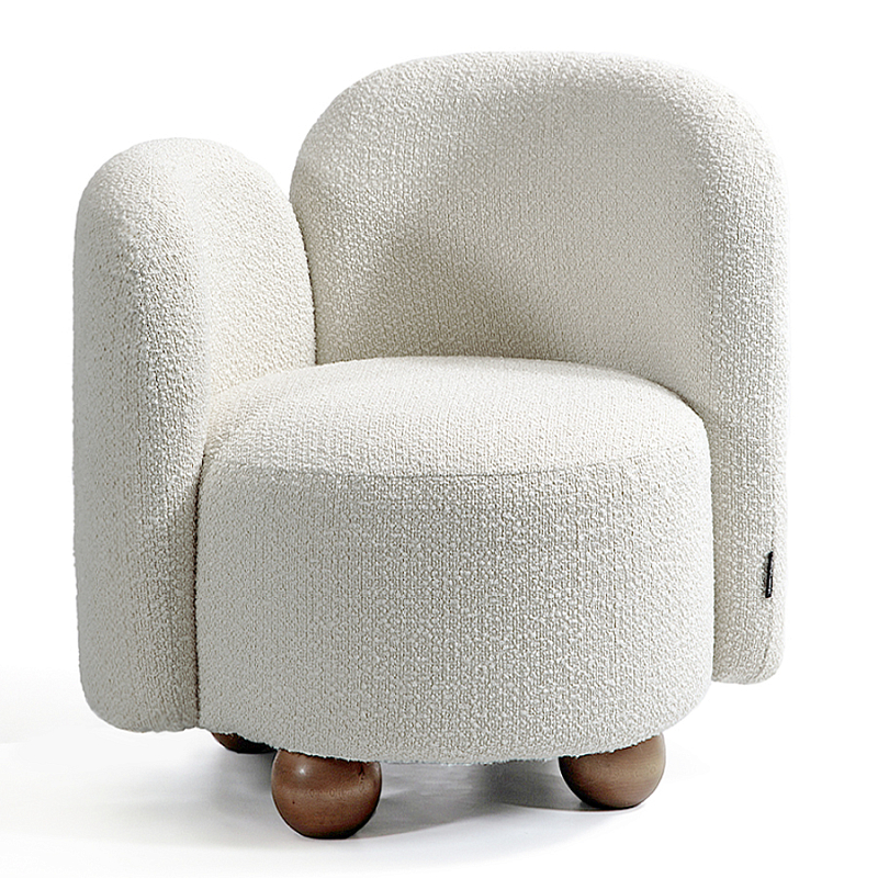 Кресло White Wooden Balls Белый Коричневый в Челябинске | Loft Concept 