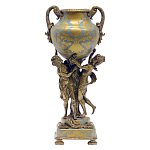 Ваза голубого цвета из фарфора с золотым растительным орнаментом и бронзовыми фигурками женщин Eden Garden porcelain and bronze варинант исполнения - 2 | Loft Concept в Челябинске