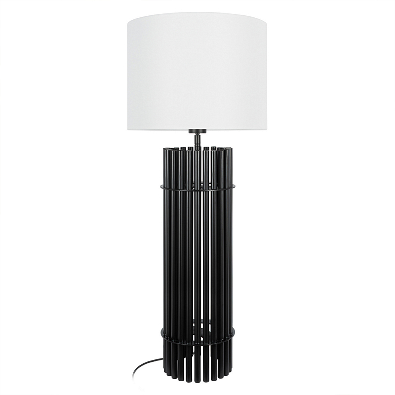 Настольная лампа с металлиеским черным трубчатым основанием Fulgurite Черный Белый в Челябинске | Loft Concept 
