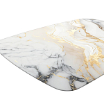 Обеденный стол с прямоугольной столешницей из стекла на черных металлических ножках White Marble варинант исполнения - 4 | Loft Concept в Челябинске