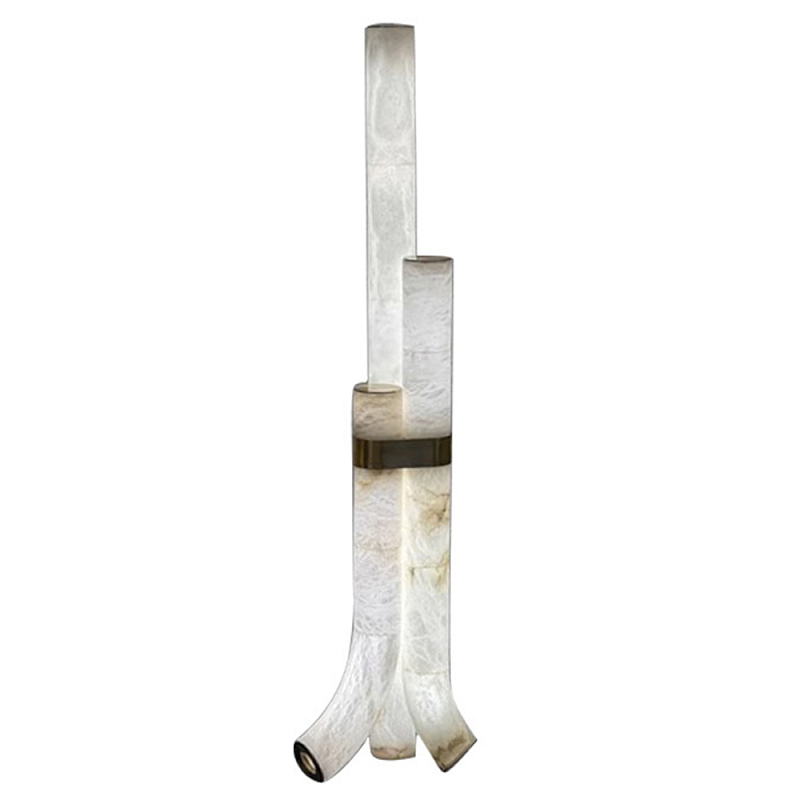 Торшер геометрический с тремя мраморными плафонами Marble Tripod Белый Торшер геометрический с тремя мраморными плафонами Marble Tripod Белый в Челябинске | Loft Concept