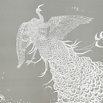 Обои ручная роспись в стиле Арт-деко Whistler Peacocks Special Colourway on Pale Grey dyed silk варинант исполнения - 1 | Loft Concept в Челябинске