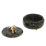 Шкатулка из натурального камня змеевик с фигуркой льва Stone Casket варинант исполнения - 3 | Loft Concept в Челябинске