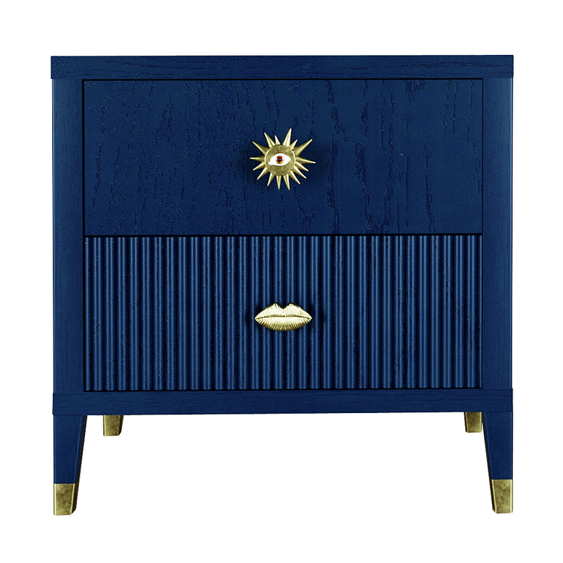 Тумба прикроватная с двумя ящиками Elsa Dreams Blue Синий в Челябинске | Loft Concept 