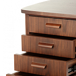 Дизайнерский письменный стол округлой формы с 4-мя ящиками и дверкой с полочками Rili варинант исполнения - 4 | Loft Concept в Челябинске