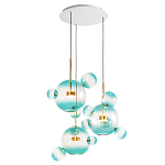 Люстра подвесная с прозрачными бирюзовыми стеклянными шарами и круглым основанием 3 лампы Giopato & Coombes варинант исполнения - 3 | Loft Concept в Челябинске