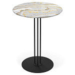 Стол журнальный с круглой столешницей из стекла Gray and Gold Marble варинант исполнения - 1 | Loft Concept в Челябинске