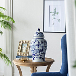 Ваза с крышкой и синим цветочным узором Blue & White Ornament  варинант исполнения - 5 | Loft Concept в Челябинске