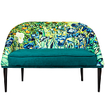 Диван двухместный из натурального бука зеленый с цветочным принтом Impressionism in Art варинант исполнения - 1 | Loft Concept в Челябинске