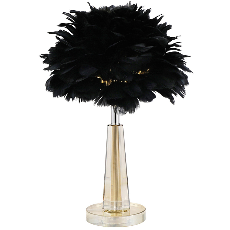Настольная лампа с перьями Plumage Black Table Lamp Хром Черный Прозрачный Настольная лампа с перьями Plumage Black Table Lamp Хром Черный Прозрачный в Челябинске | Loft Concept