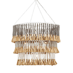 Люстра трехъярусная с декором из круглых деревянных бусин с кисточками Gray Brown Wooden Beads Chandelier варинант исполнения - 2 | Loft Concept в Челябинске