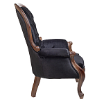Кресло с мягкой обивкой из черного велюра на 4-х деревянных ножках Evelyn Classical Armchair варинант исполнения - 2 | Loft Concept в Челябинске