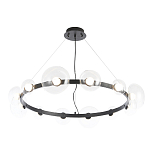 Люстра подвесная круглая с 12-ю прозрачными куполообразными плафонами и черным металлическим основанием Flos Wireline Lighting варинант исполнения - 3 | Loft Concept в Челябинске