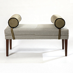 Банкетка Banquette PIED DE POULE с принтом гусиная лапка и бежевыми подлокотниками  варинант исполнения - 3 | Loft Concept в Челябинске