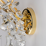 Бра золотого цвета с декоративными ветвями и прозрачными подвесками в форме листьев Droplet Chandelier варинант исполнения - 5 | Loft Concept в Челябинске