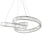 Подвесная люстра в виде изогнутых колец с хрустальным декором Ring Horizontal Oculus Chrome Light Chandelier варинант исполнения - 1 | Loft Concept в Челябинске