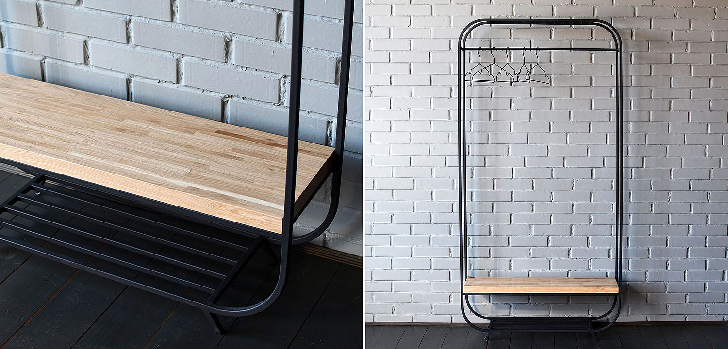Рейл Tevin Industrial Metal Rust Clothes Rail Рейл Tevin Industrial Metal Rust Clothes Rail - Loft-Concept в Челябинске