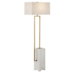 Торшер с прямоугольным абажуром на белом мраморном основании Asymmetry on Marble варинант исполнения - 4 | Loft Concept в Челябинске