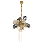 Люстра подвесная со стеклянными плафонами из дымчатого и золотистого с шестью вертикальными подвесками Gilded Mirage  варинант исполнения - 5 | Loft Concept в Челябинске