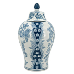 Ваза с крышкой и голубым цветочным рисунком на белом фоне Blue & White Ornament варинант исполнения - 2 | Loft Concept в Челябинске