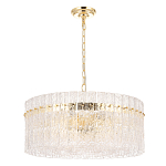 Люстра подвесная круглая с прозрачными рельефными стеклянными вставками и золотым основанием Textured Glass Chandelier варинант исполнения - 1 | Loft Concept в Челябинске