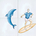 Плитка с узором Дельфин Серфингист варинант исполнения - 2 | Loft Concept в Челябинске