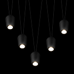 Подвесной светильник черными плафонами на длинных пересекающихся тросах Construction варинант исполнения - 4 | Loft Concept в Челябинске