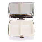 Таблетница карманная квадратная с 2-мя отделениями с зеркалом и накладкой из натуральных камней Малахит Хризоколла Silver Stone Pillboxes варинант исполнения - 3 | Loft Concept в Челябинске