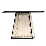 Обеденный стол с круглой чёрной столешницей и плетёным основанием Savanna Round Table варинант исполнения - 1 | Loft Concept в Челябинске
