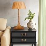 Настольная лампа со скошенным конусовидным абажуром и фигурной ножкой в цвете тик Accord Lighting варинант исполнения - 6 | Loft Concept в Челябинске