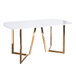 Стол обеденный белый с золотыми глянцевыми ножками Laconic White Table варинант исполнения - 1 | Loft Concept в Челябинске