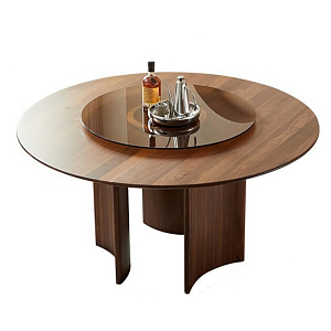Стол обеденный круглый с двойной столешницей Walnut Wood Table