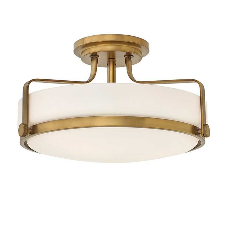 Потолочный светильник с круглым матовым белым плафоном Hinkley Латунь Белый Хром в Челябинске | Loft Concept 