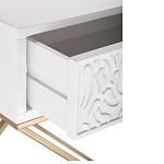 Приставной столик с выдвижным ящиком  White Table Carved Pattern варинант исполнения - 3 | Loft Concept в Челябинске