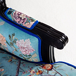 Кресло из натурального бука бирюзовое с изображением птиц и цветов Turquoise Chinoiserie Garden Armchair варинант исполнения - 4 | Loft Concept в Челябинске