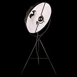 Торшер в виде прожектора с круглым тканевым абажуром на треноге черного цвета Radiance Éclat варинант исполнения - 3 | Loft Concept в Челябинске