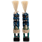 Комплект из 2-х деревянных статуэток Asmat Straw Headdress Statuettes Blue Tattoo варинант исполнения - 1 | Loft Concept в Челябинске