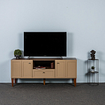 ТВ-тумба бежевая из массива бука с 2-мя дверками и ящиком Wenge Light варинант исполнения - 5 | Loft Concept в Челябинске