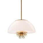 Подвесной светильник золотого цвета с полусферическим опаловым плафоном и декоративным элементом Elstead Lighting варинант исполнения - 1 | Loft Concept в Челябинске