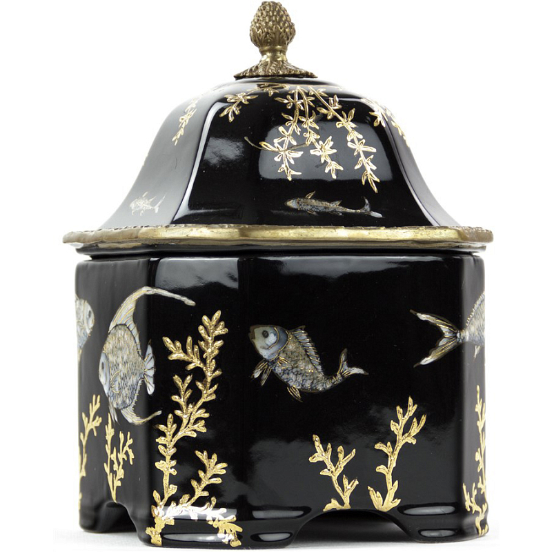 Шкатулка Box Fish Chinoiserie Черный Бронза Золотой Шкатулка Box Fish Chinoiserie Черный Бронза Золотой в Челябинске | Loft Concept